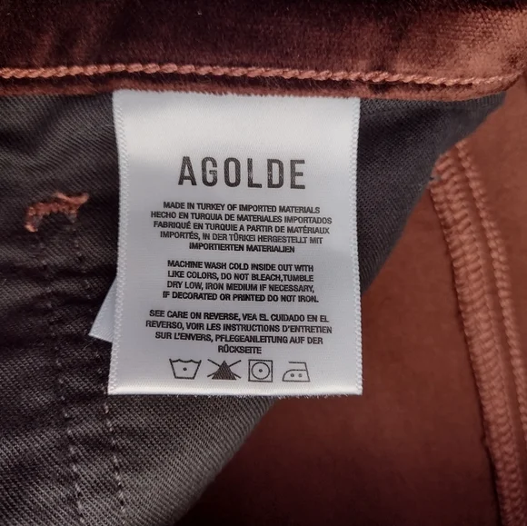 AGOLDE Women’s Brown Chocolate Velvet High Rise Bootcut Stretch Pants 30 NWT